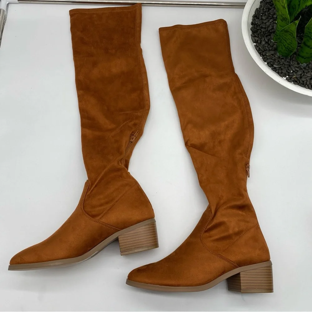 New York & Company faux Suede Stretch Tall Boots size 8 NEW